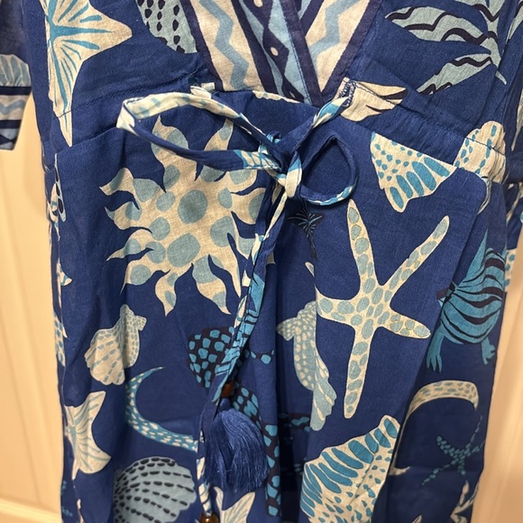 Haute Hippie Blue and White Shell Print Swim Coverup - Picture 3 of 11